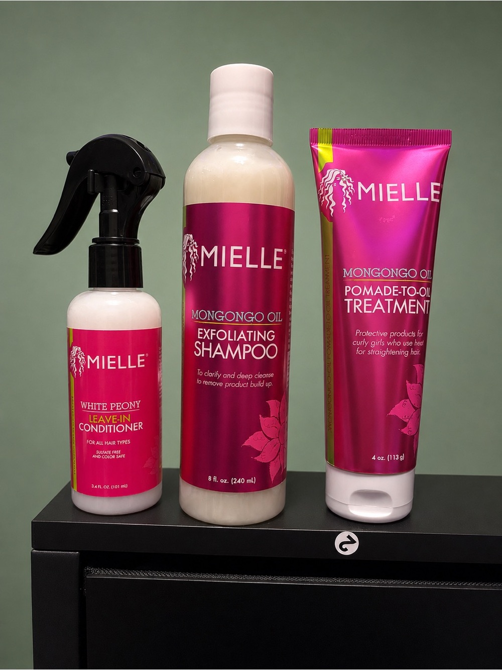 Mielle Mongongo Oil Hair Care 3-Piece Set Shampoo Leave-In Conditioner Treatment